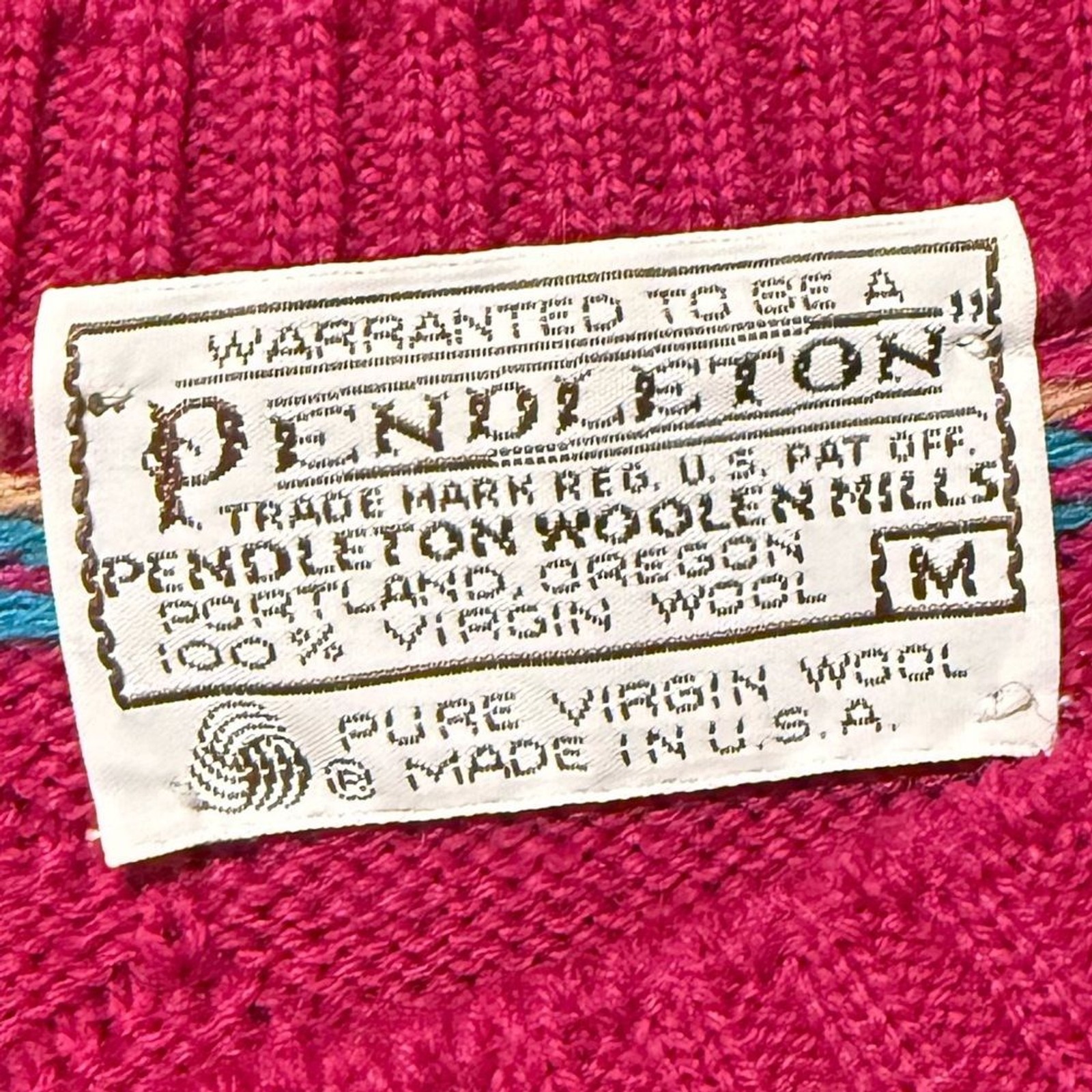 Pendleton Vtg 100% Virgin Wool Sweater Womens M (fits S/M) pink floral USA made
