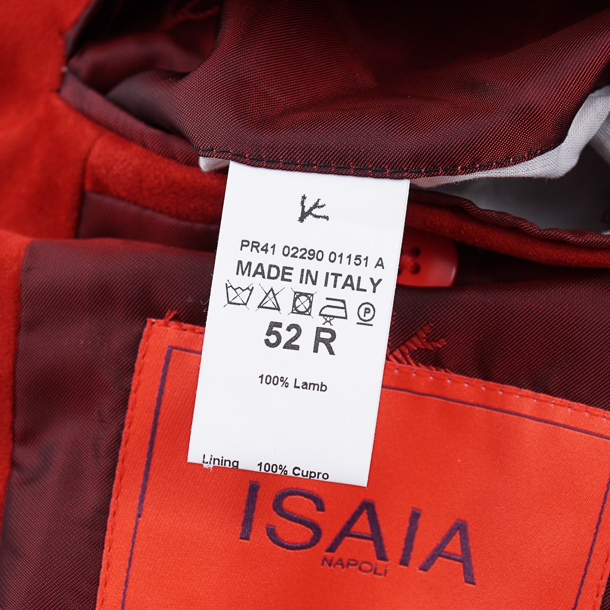 Isaia Red Soft Nappa Lambskin Suede Leather Blazer Jacket Slim L (Eu 52) NWT