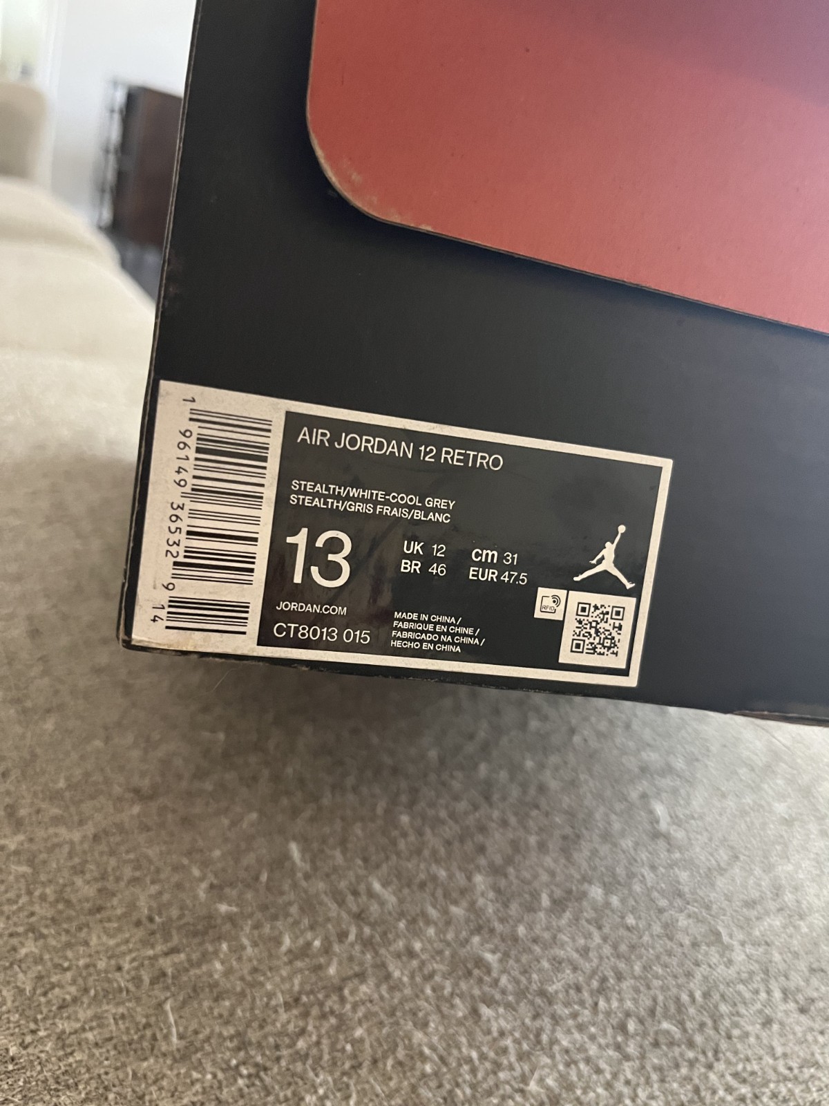 Nike Air Jordan 12 Retro Stealth CT8013-015 Men’s Size 13 NEW DS OG All