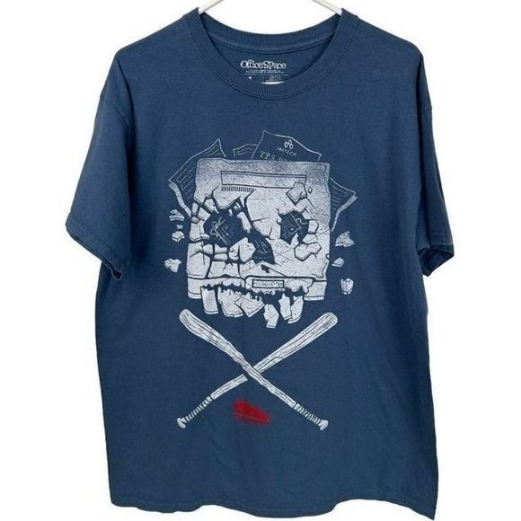 Office Space Movie Graphic Tee Blue Loot Crate Exclusive Printer Skull Men’s