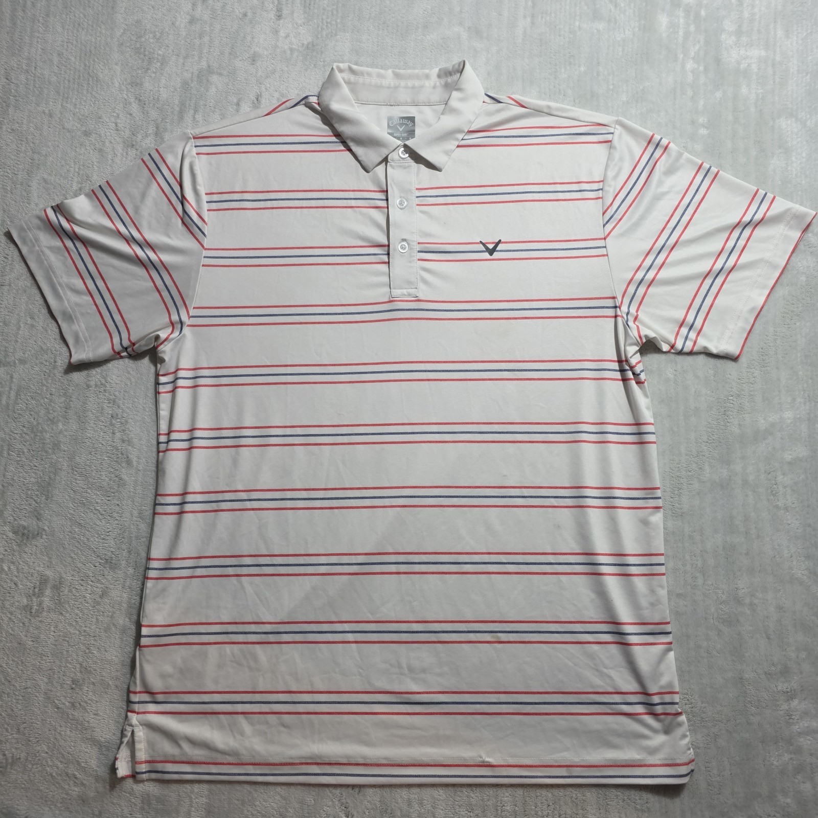 Callaway Opti-Dri Polo Shirt Mens L White Multi Striped Golf Performance Summer