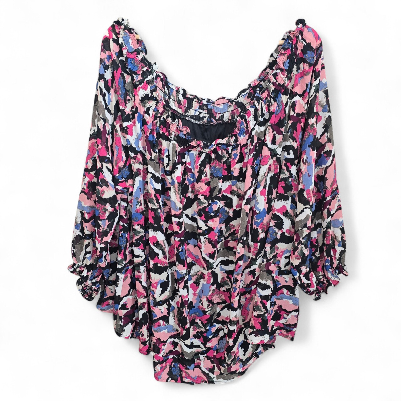 Lane Bryant Top Womens Plus 26/28 Pink Off The Shoulder Blouse Sheer Lined