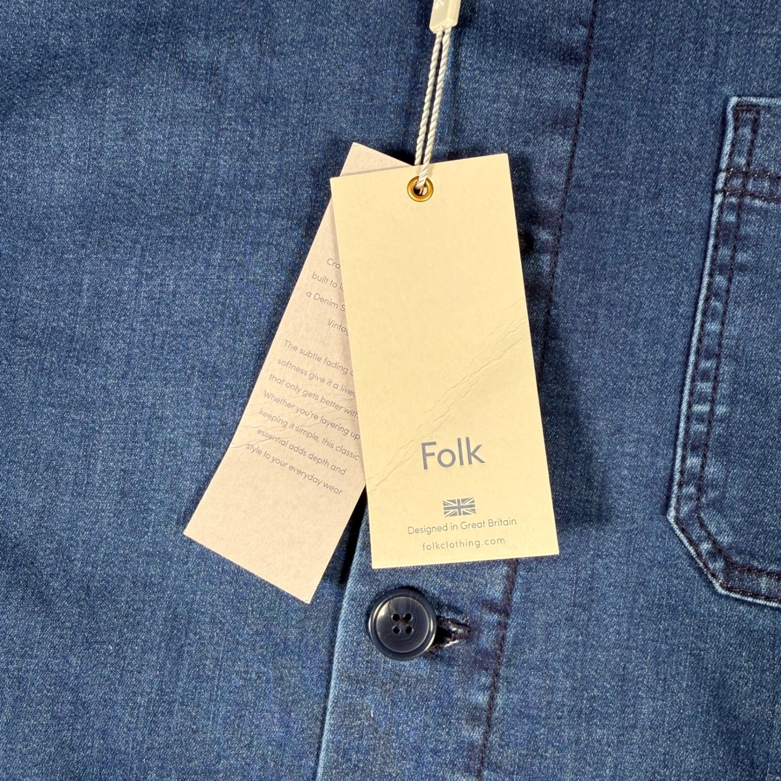 NWT Folk Nelson Men’s L Denim Chore Jacket Blue Corduroy Collar Workwear Coat
