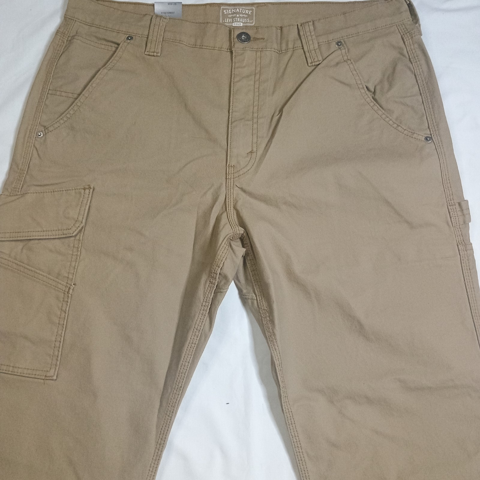 Signature By Levi Strauss & Co Mens Gold Label Classic Cargo Pants 38 x 30 Khaki