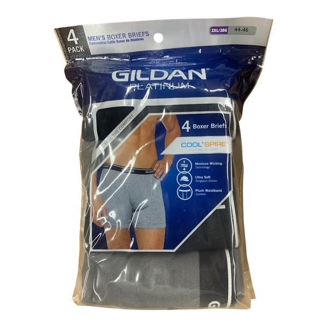 Gildan Men’s 4 Pair Premium Cotton Plush Waistband Boxer Briefs Assorted Colors