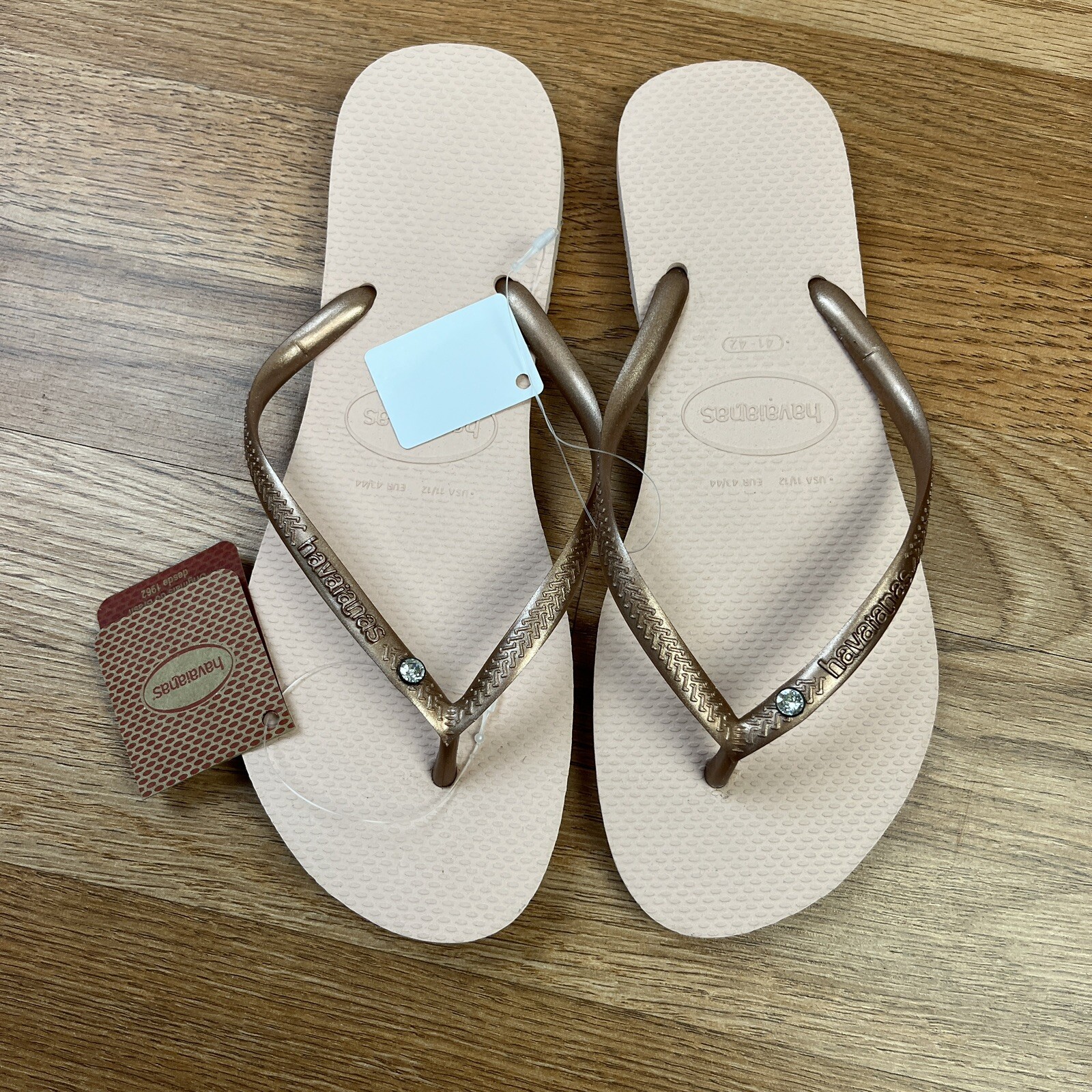 Havaianas Slim Crystal II Women’s Flip Flops Sandals Ballet Rose Size 11/12 NEW