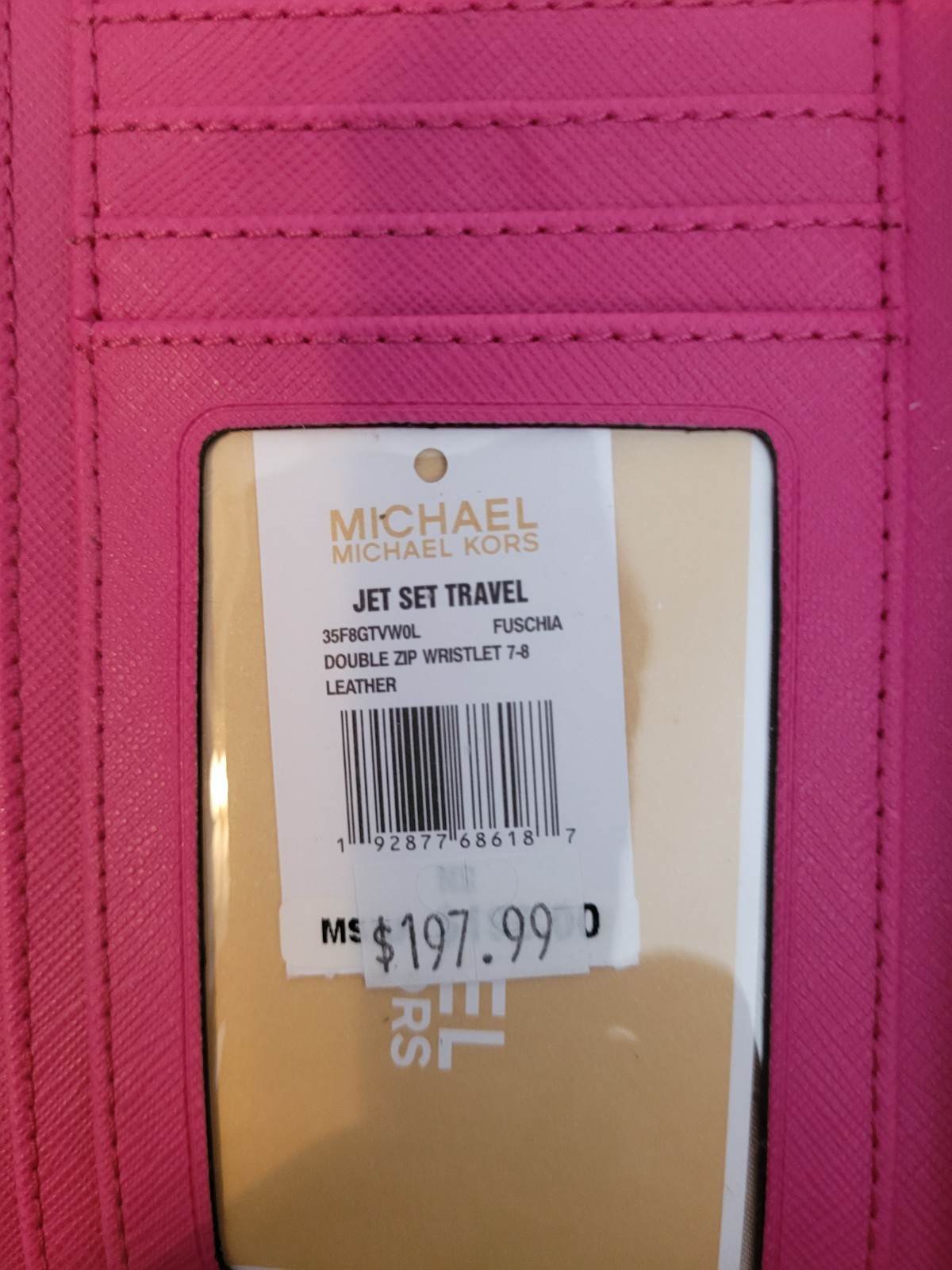 Michael Kors Jet Set Travel Double Zip Wristlet Wallet Fuschia