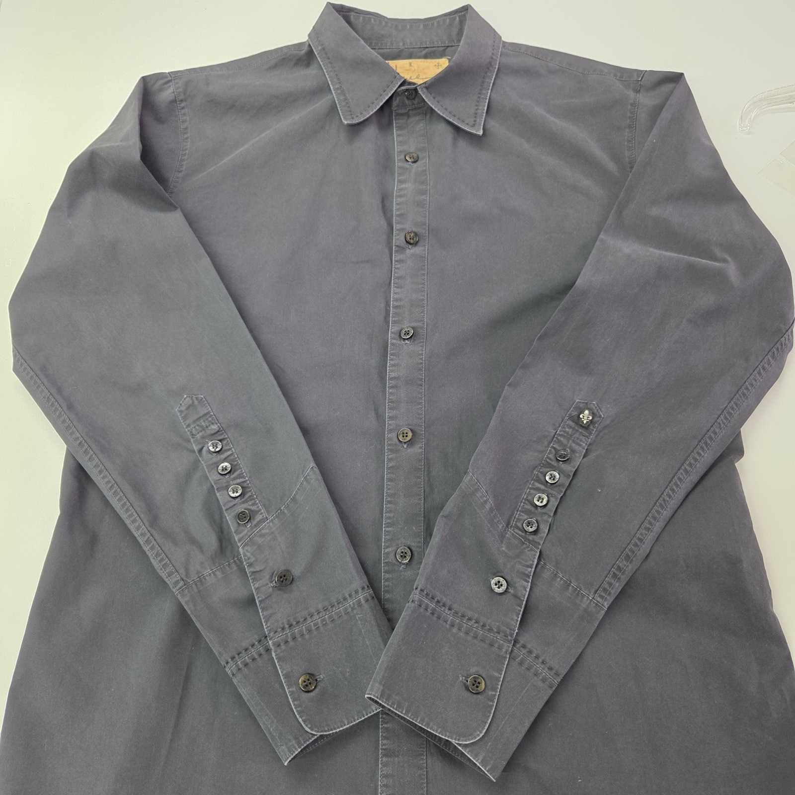 Howe Button Up Shirt Mens L Black Western Cowboy Yoke Multi Button Cuff Cotton