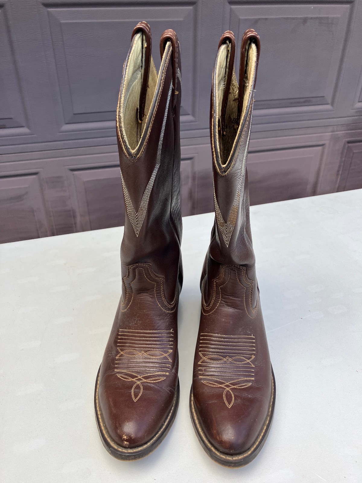 Cowboy western boots ACME 7D 7 D circle A vintage womens brown 1694