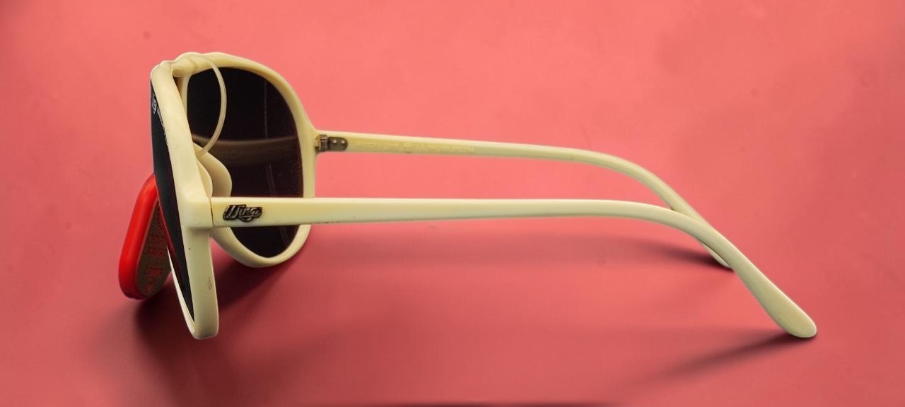 Vintage Bausch & Lomb Wings Aviator Sunglasses White Red Lens France NOS Rare