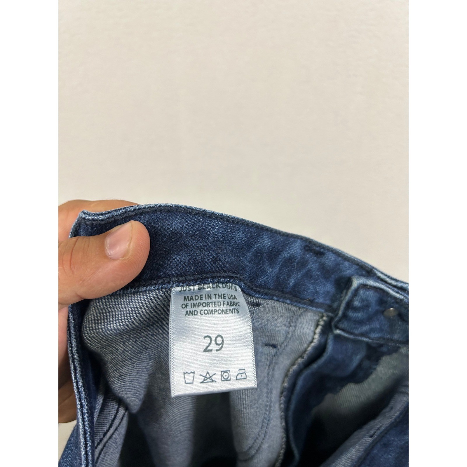 Utility Boho Just Black Denim Womens 29 Dark Blue Wide Leg Raw Hem Jeans BP339J