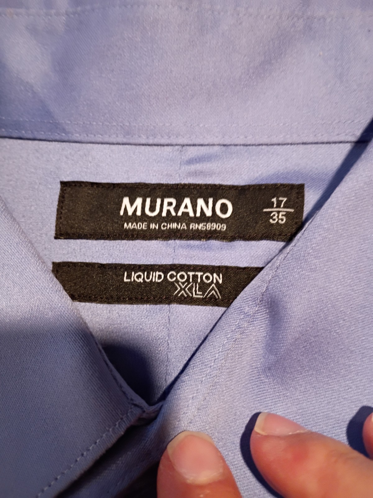 MURANO men’s liquid cotton blueish purple button up shirt Size 17/35