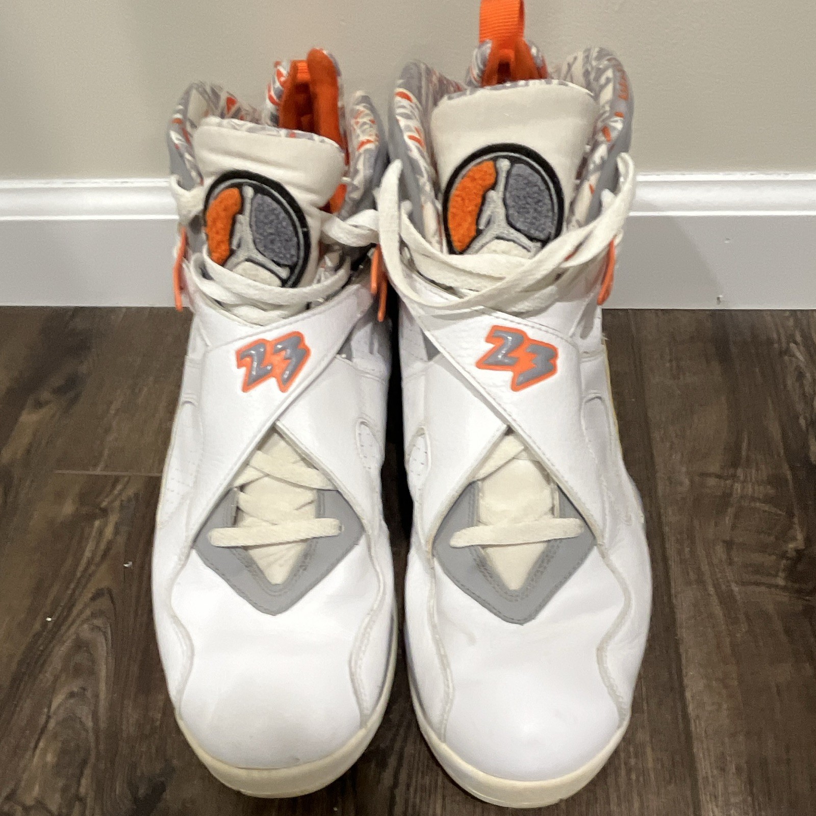 Jordan Air Jordan 8 Orange Blaze 2007 White Leather Sneakers 305381-102