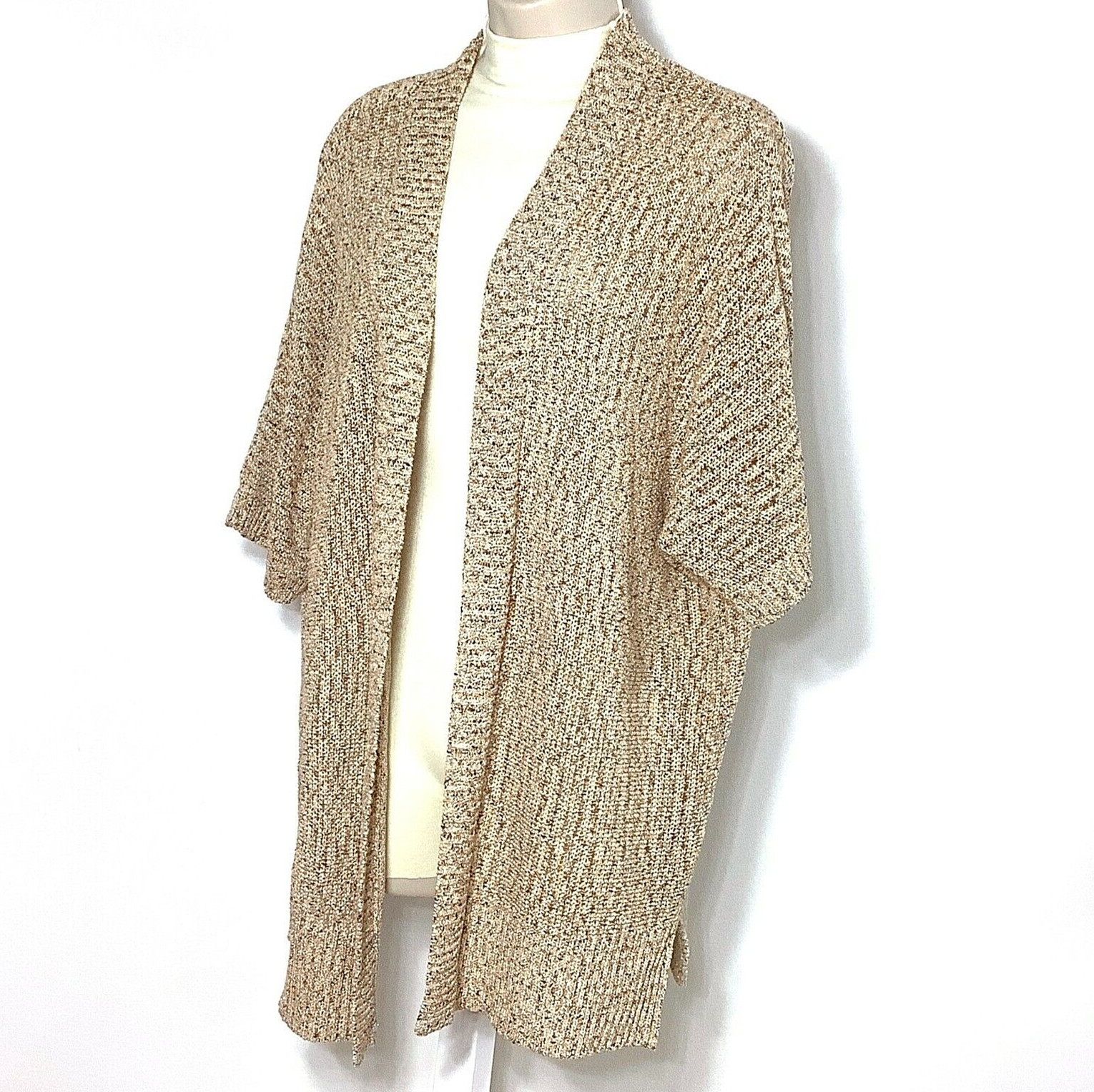 NEW Lane Bryant Open Front Cardigan Sweater Womens Sz 14/16 Gold Tan Brown Beige
