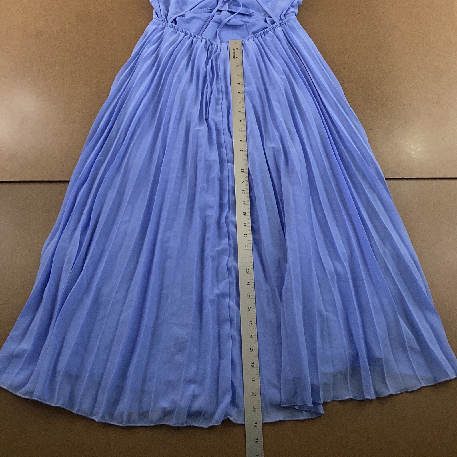 ASOS Design Womens Size 12 Light Blue Pleated Strappy Open Back Midi Dress NWT