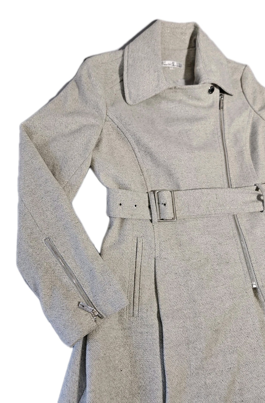 Kenneth Cole Trench Cream Belted Mid Length Classic Coat NWOT Size L