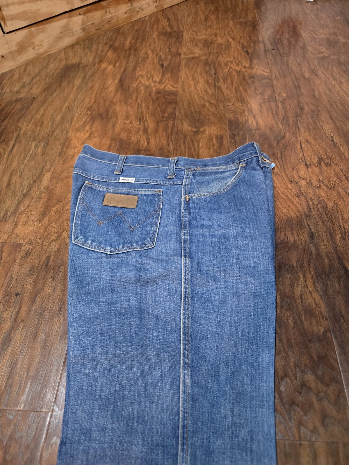 Vintage 70s White Label Wrangler Denim Starched Jeans 31×32