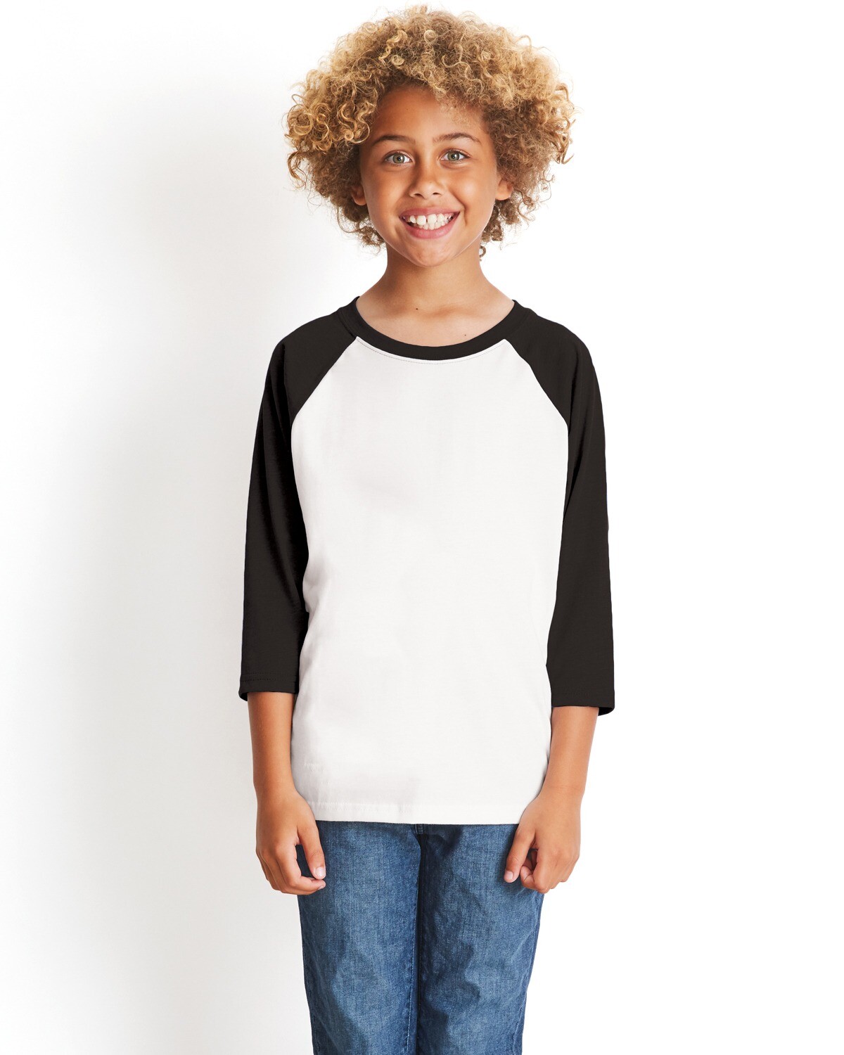 Next Level Apparel Youth CVC 3/4 Sleeves Raglan Crew Neck T-Shirt 3352 XS-XL