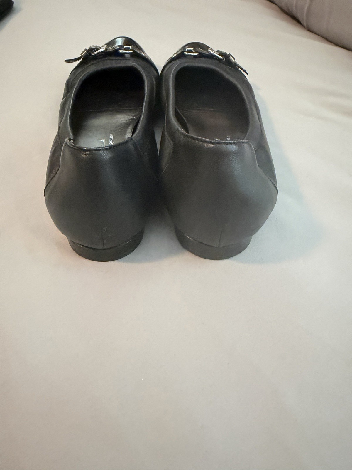 AGL Ballet Flat Black With Black Patent Cap Toe Sz 38.5