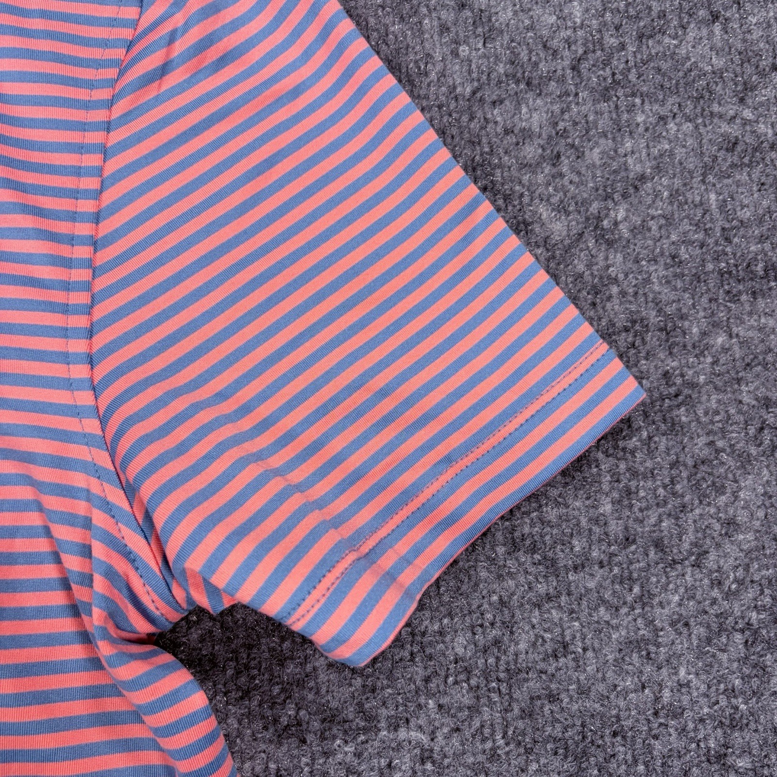 NWT J Crew Polo Shirt Men M Pink Blue Striped Performance Golf Stretch Athletic