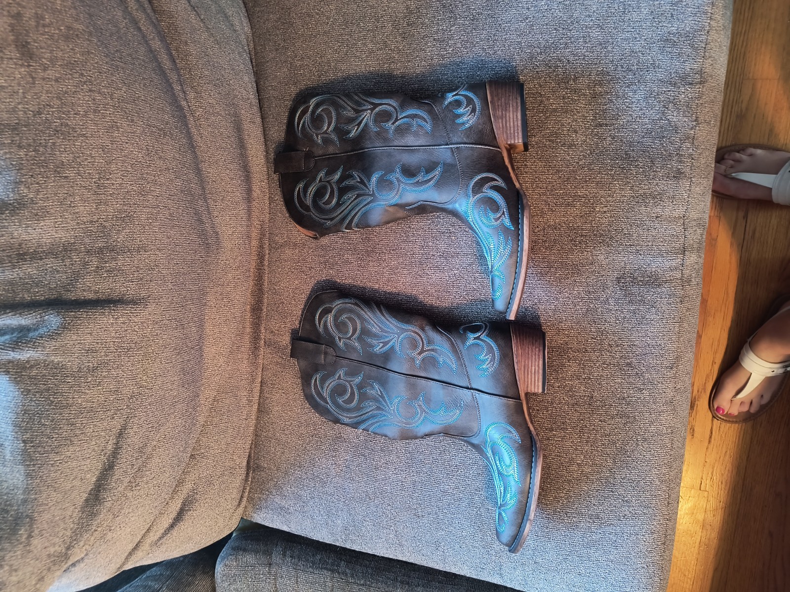 Cowboy Boots, Gray Turquoise And White.