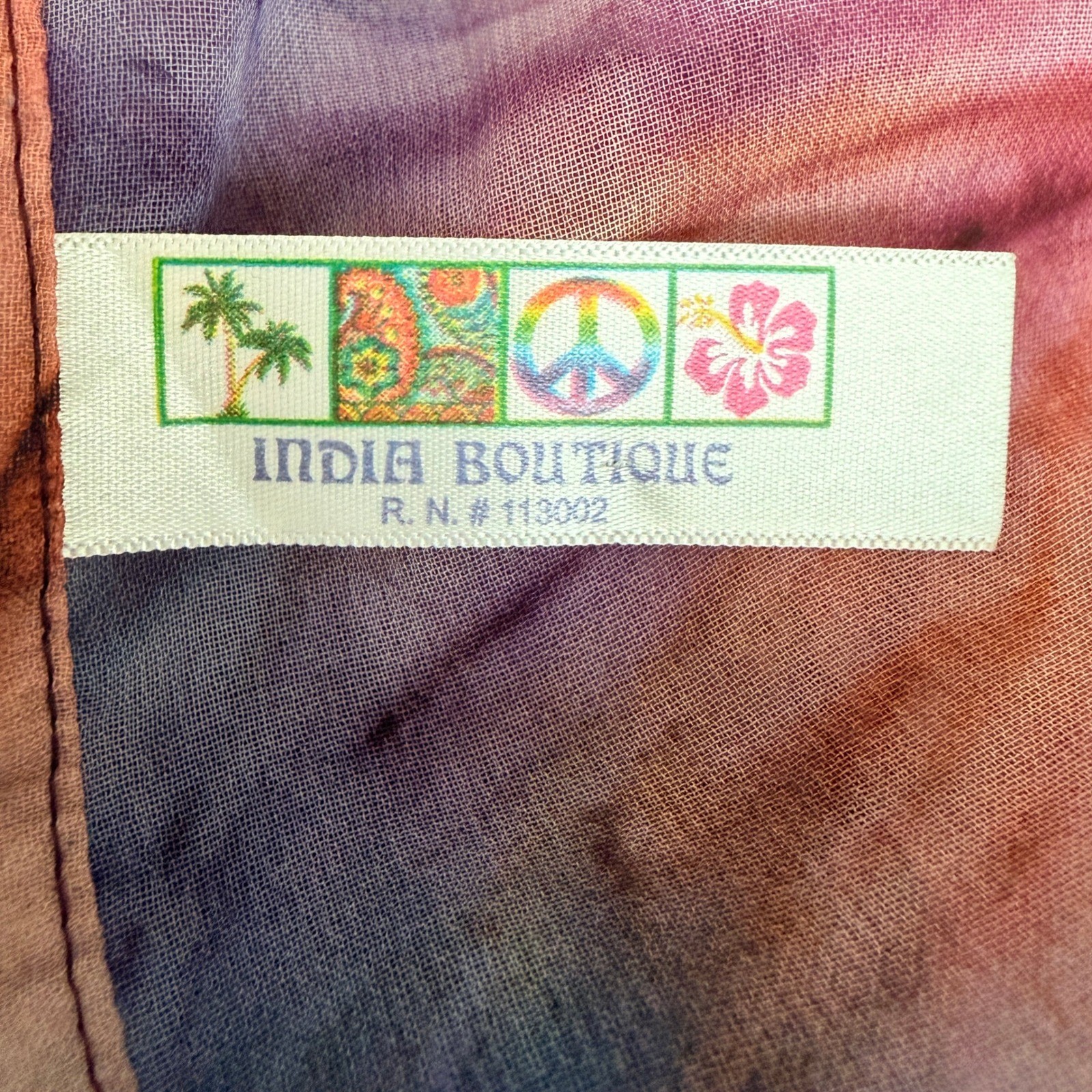 India Boutique Tie Dye Beaded Kaftan Tunic Top Free Size Multicolor Boho