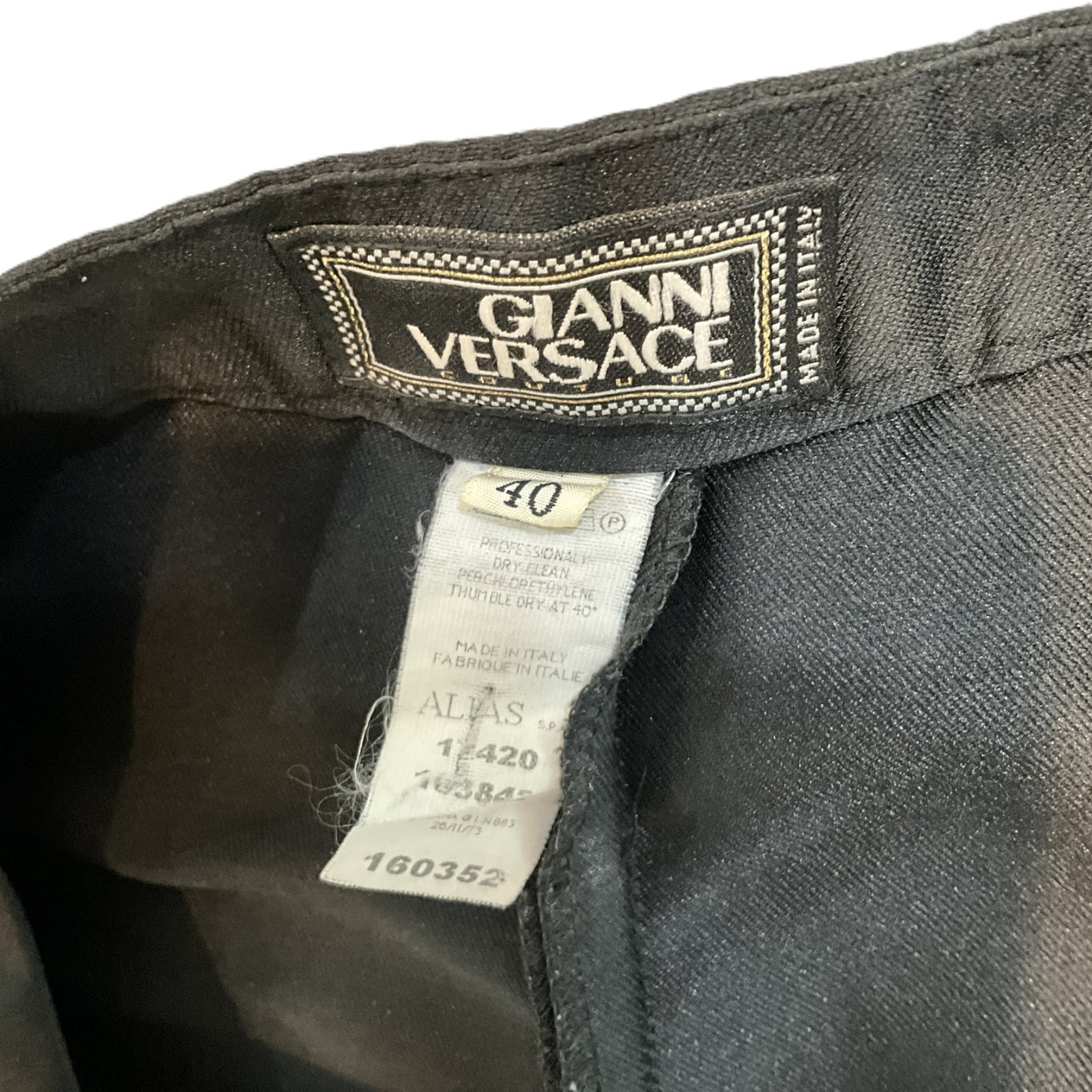 Vintage Gianni Versace Black Tailored Paintsuit Set Size IT 40 Italy