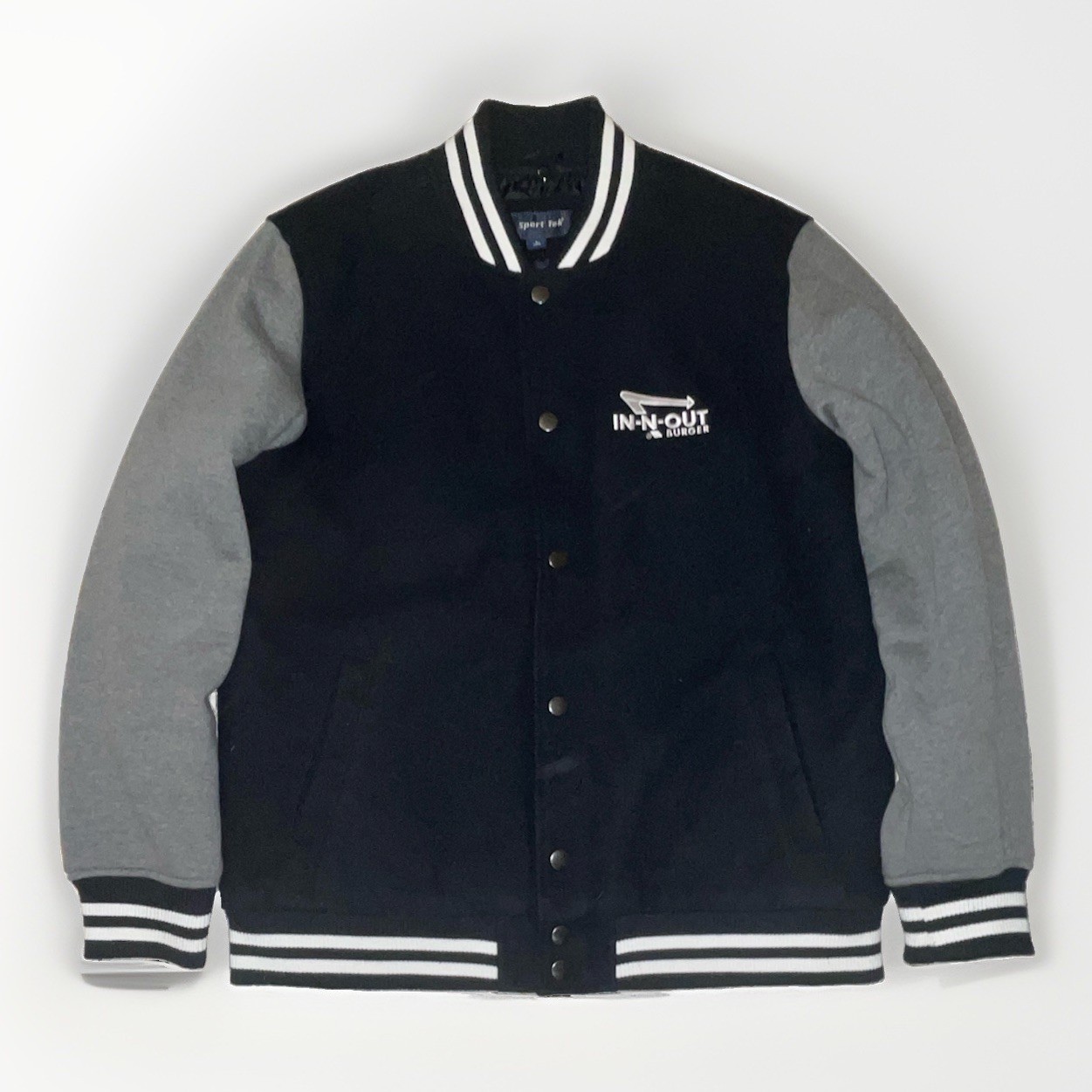In N Out Men’s Varsity Jacket L Black/Gray Snap Front Lined
