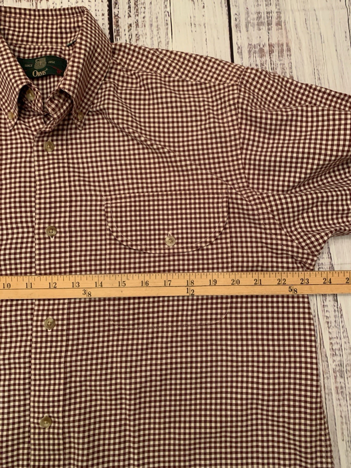 ORVIS Large Red Check Button Front Shirt Long Sleeve Men (see description)