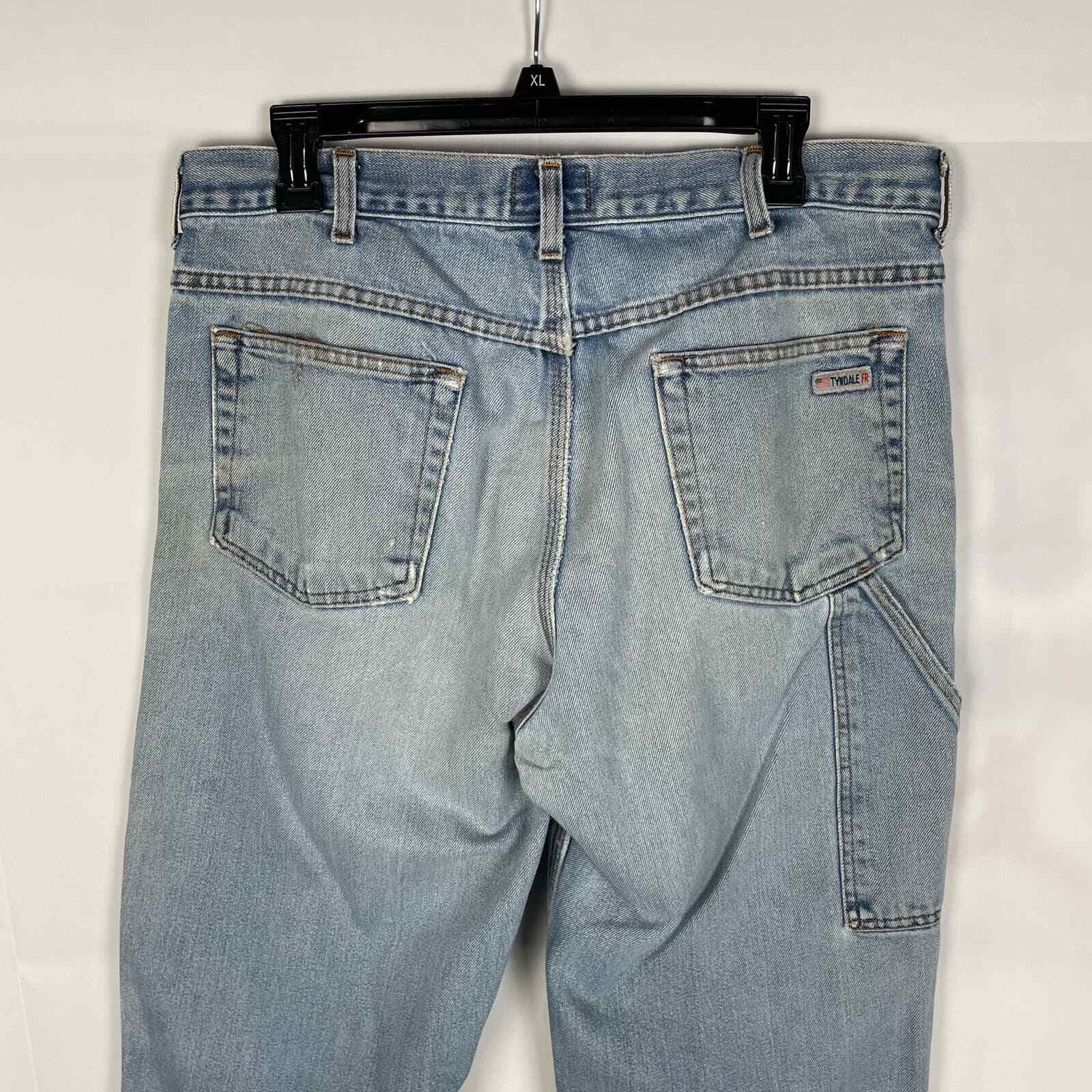 Tyndale FR Jeans Flame Resistant F290T Carpenter 35 X 32 Light Wash Distressed