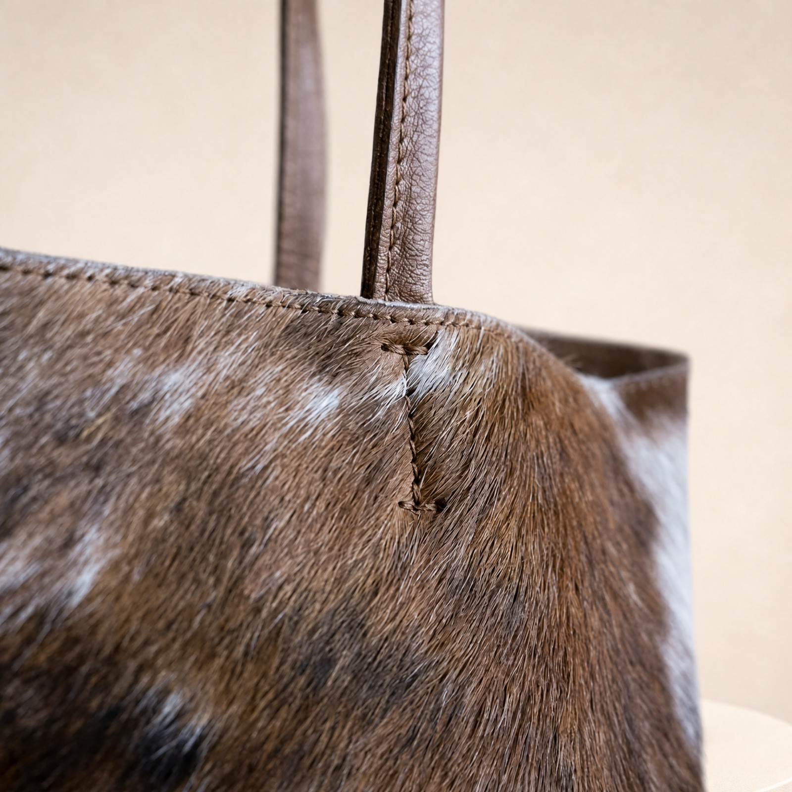 Cowhide Leather Tote Bag Brown White Cow Print Western Women’s Handbag