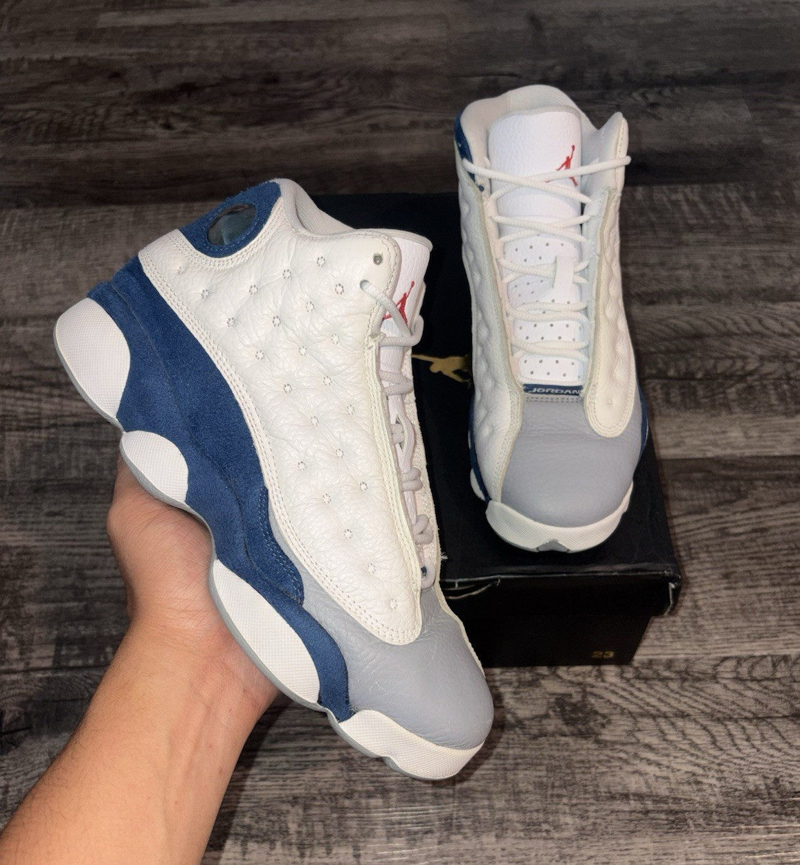 Jordan Air Jordan 13 Retro GS White/Blue/Gray Leather Sneaker US 6.5Y