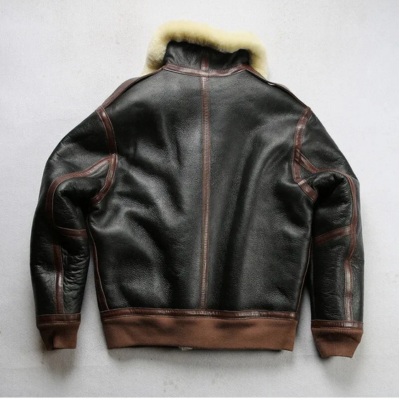 Men’s Sheepskin Shearling Leather G1 G-1 Aviator Military Flight Bomber Jacket