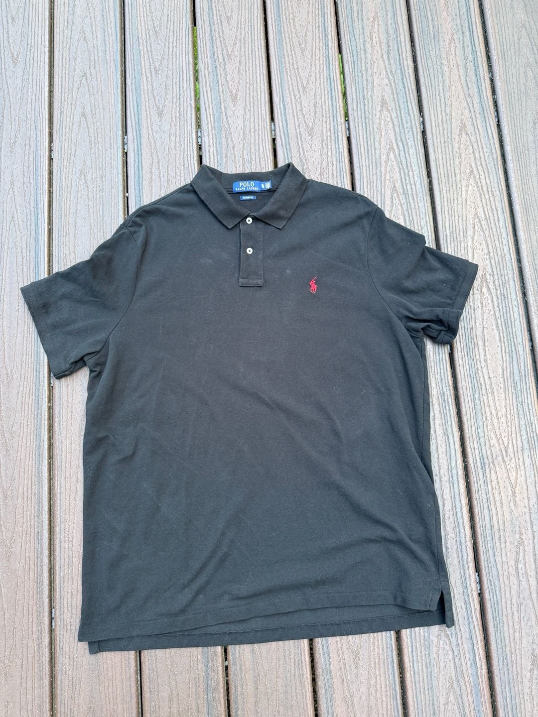 Polo Ralph Lauren Classic Fit Mesh Polo Shirt Black with Red Pony
