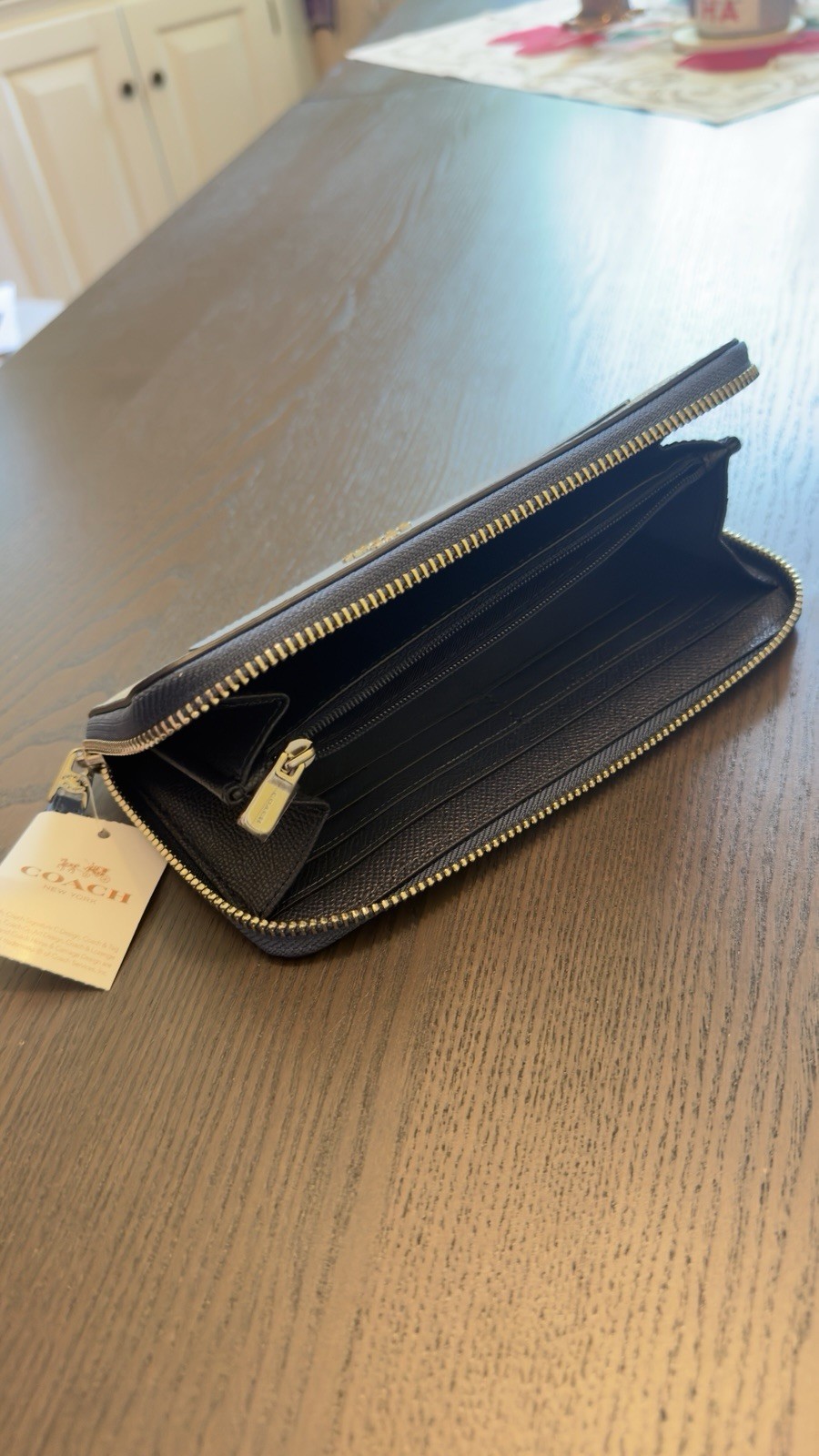 Coach Colorblock Logo Accordion Zip Wallet SILVER/KHAKI/BLUE MULTI