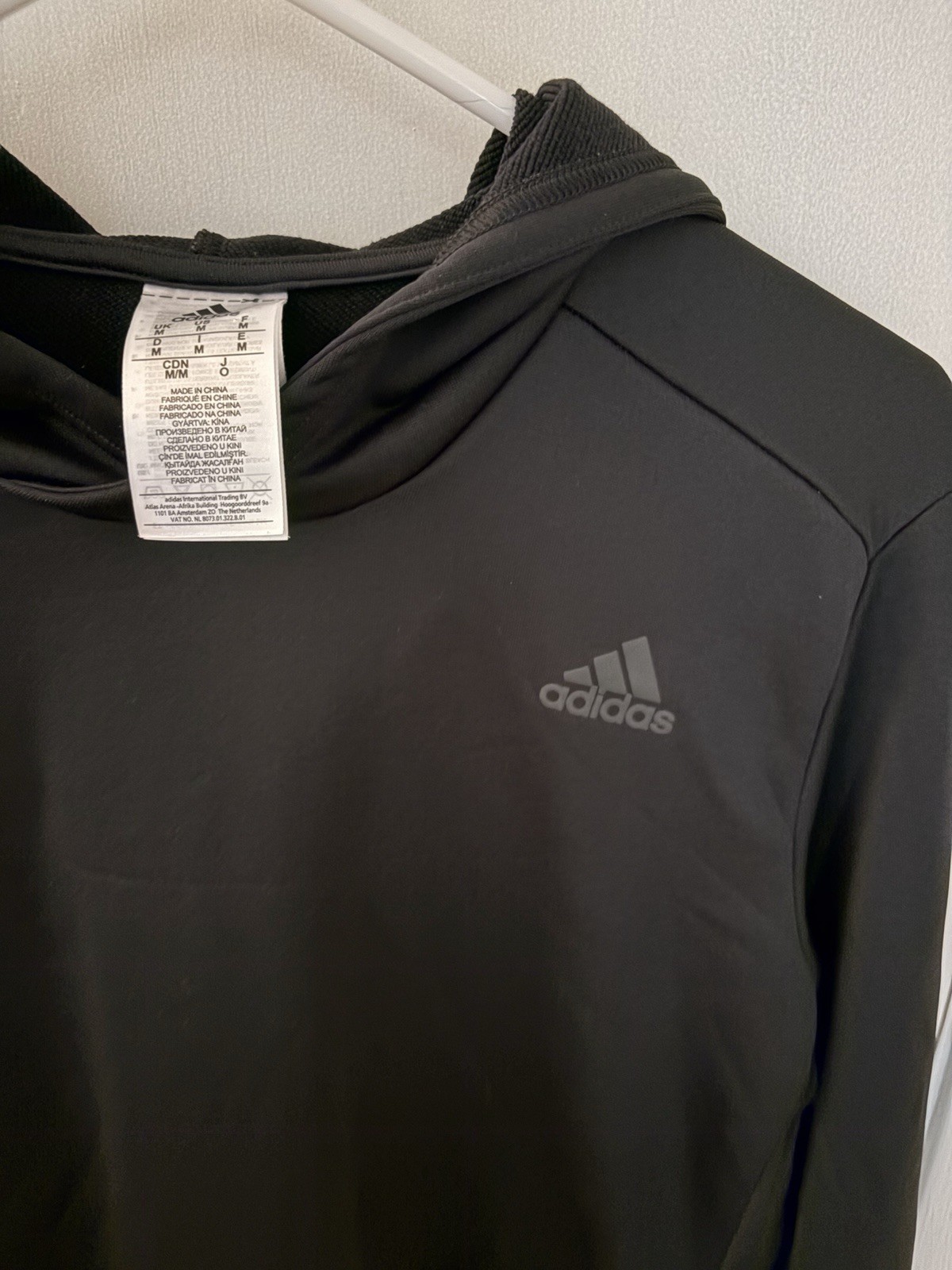 adidas Climawarm Climalite Pullover Hoodie Solid Black Logo Pockets Men’s M