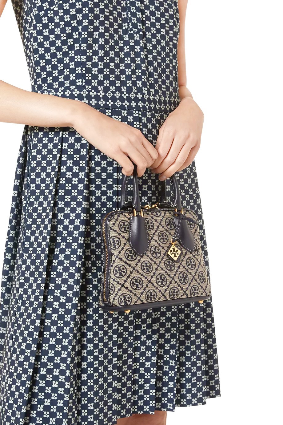 Tory Burch T Monogram Jacquard Mini Swing Bag Crossbody Purse Satchel 155620