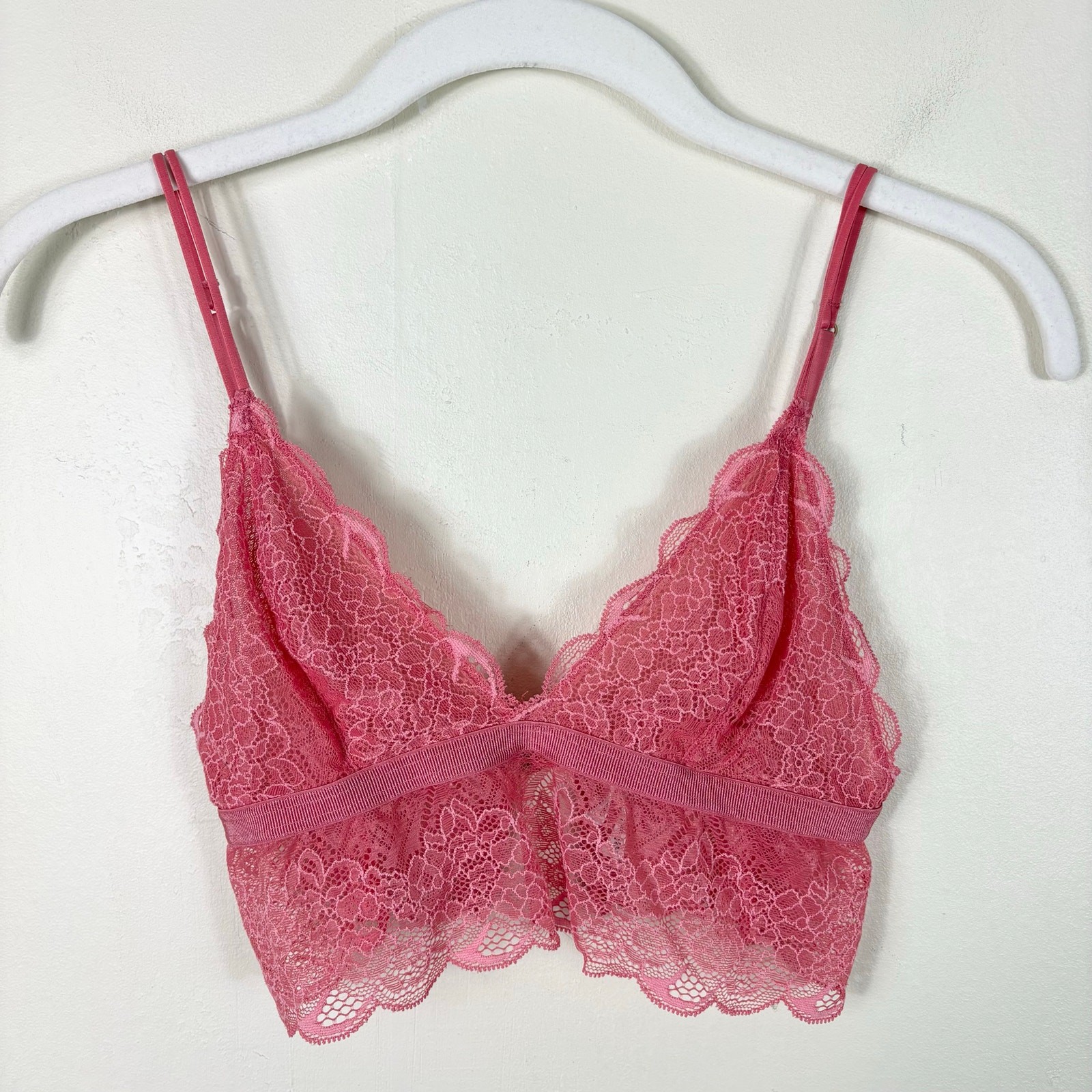 Madewell Unlined Wireless Stretch Lace Liana Longline Bralette in Pink