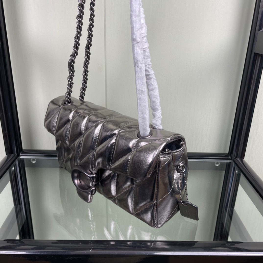 Coach Outlet Tabby Shoulder Bag 26 With Quilting Metallic Anthracite CW594 NWT