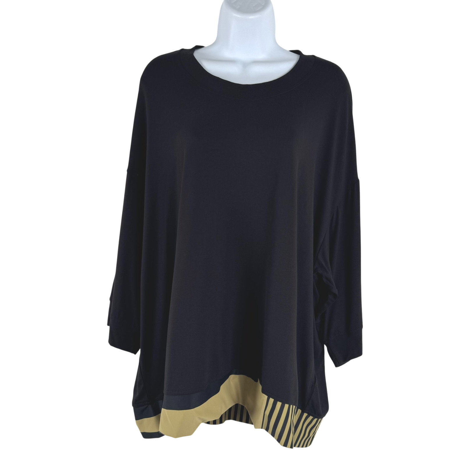 Tekbika By Alembika Tunic Top XS Black Lagenlook Stretch Viscose Blend TP-3968