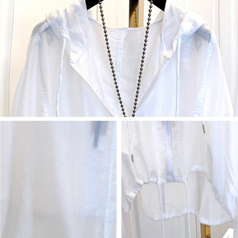 Womens Summer Sun-proof Hooded Jackets Coats Loose Breathable Lightweight Tops