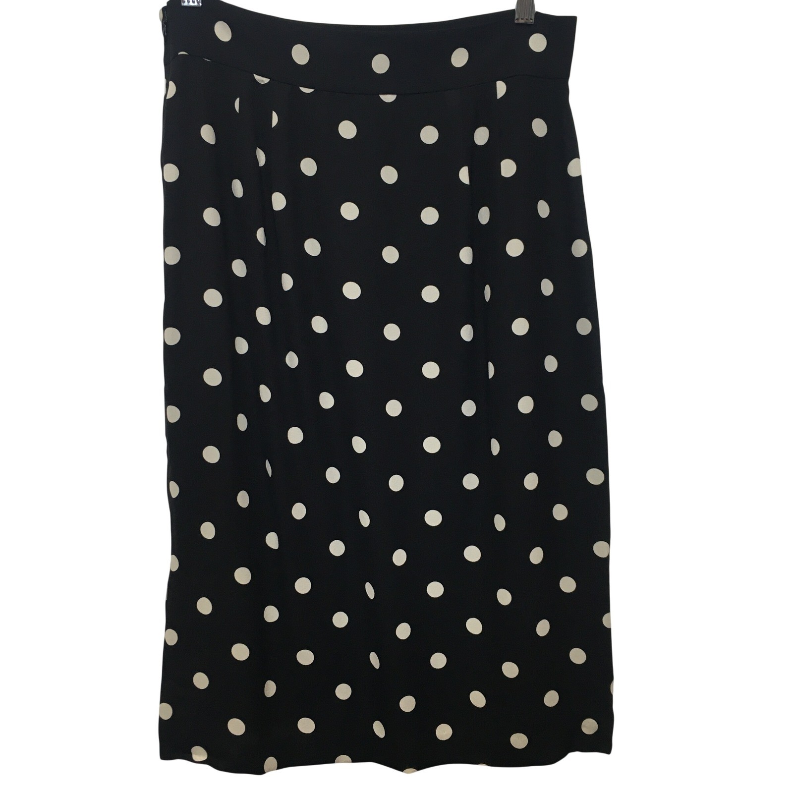 The Limited 100% Silk Polka Dot Midi Skirt Women’s 8 Black Classic Retro Office