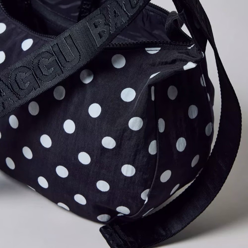 Baggu Medium Nylon Crescent Bag Black & White Polka Dot Brand New With Tag