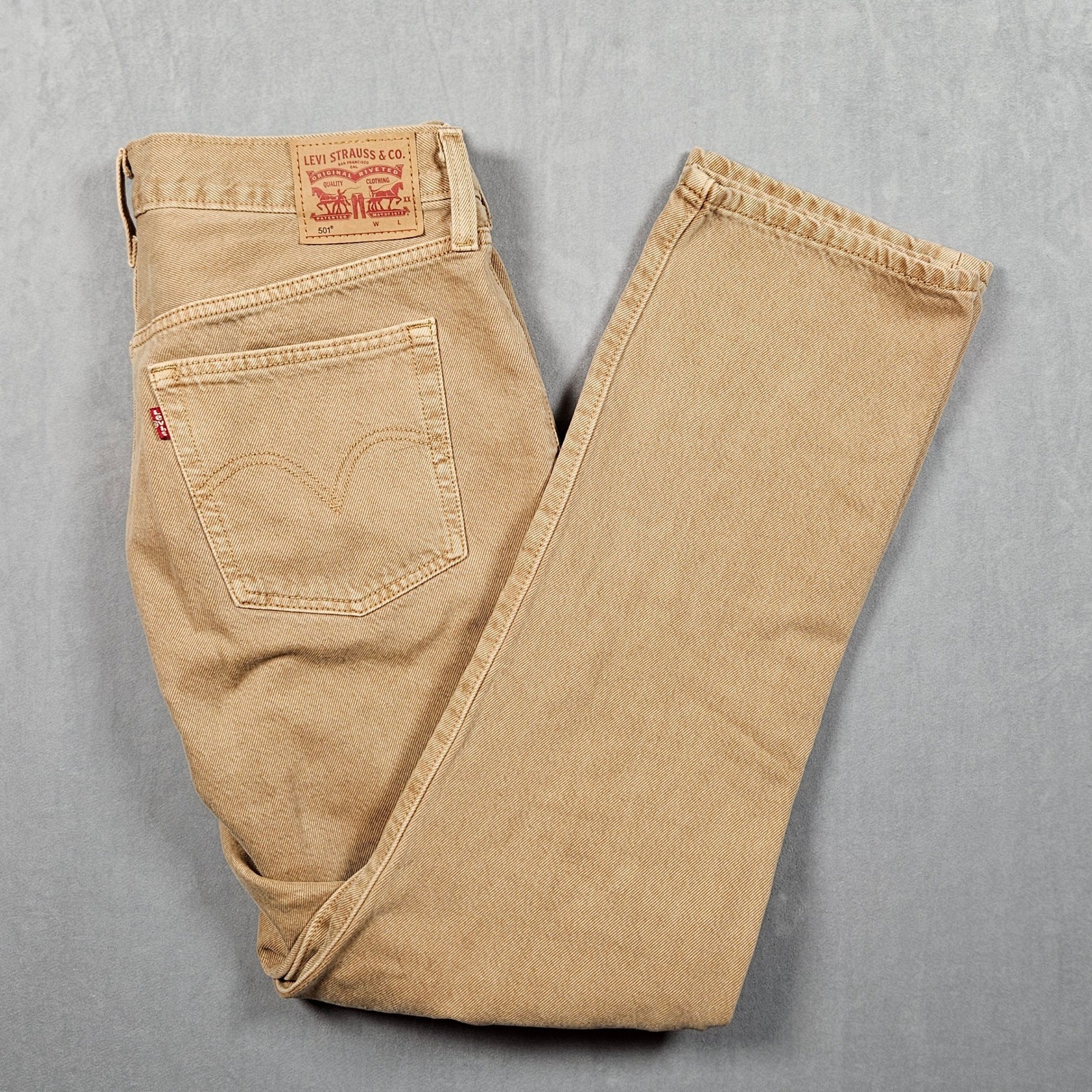 Levi’s 501 Jeans Mens 31×30 (Actual 33×30) Tan Denim Original Fit Straight Leg