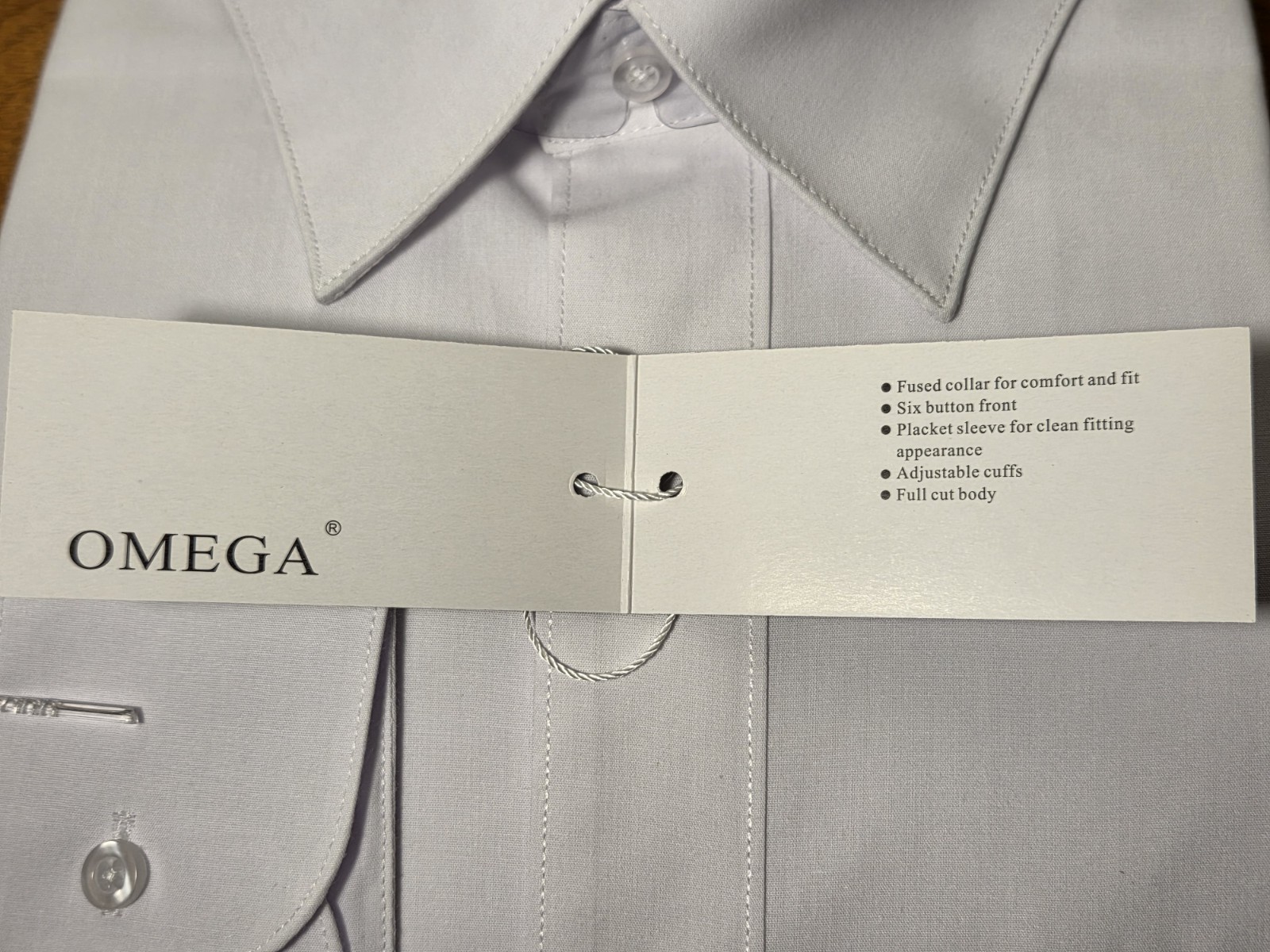 Fathers Day Gift Set White Buttoned Shirt XL/17 Navy Blue/Gold Tie+Greeting Card