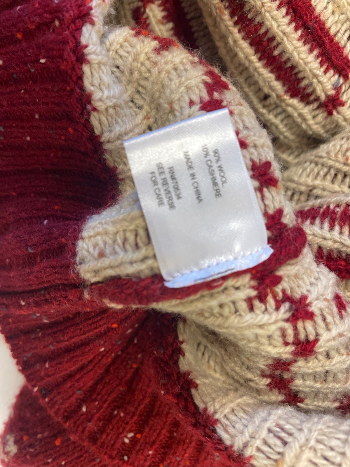 Vintage Orvis Ski Sweater Womens S 90% Wool 10% Cashmere Blend Thickly Knit Red