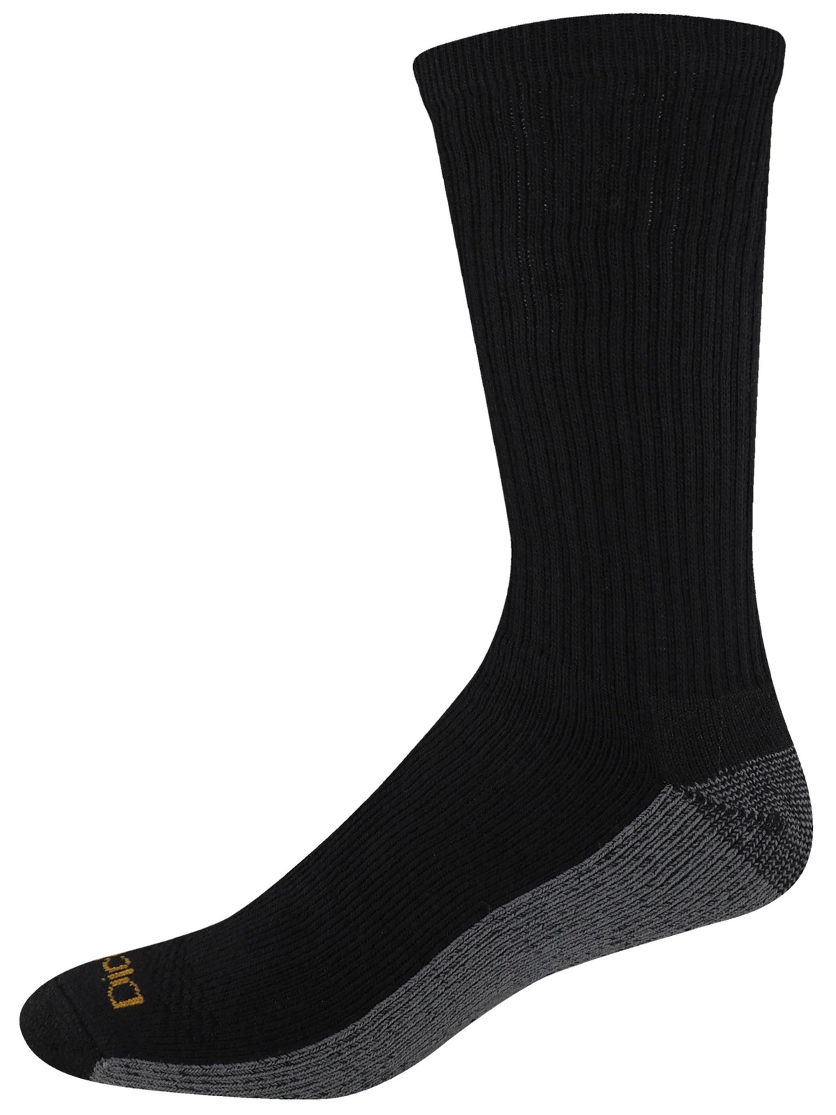 Dickies Men’S Dritech Crew Sock, 6 Pack Black/White Size 12-15