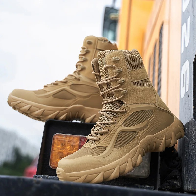 NORTIV8 Men’s Military Tactical Work Boots Side Zipper Hiking Combat Boots Shoes