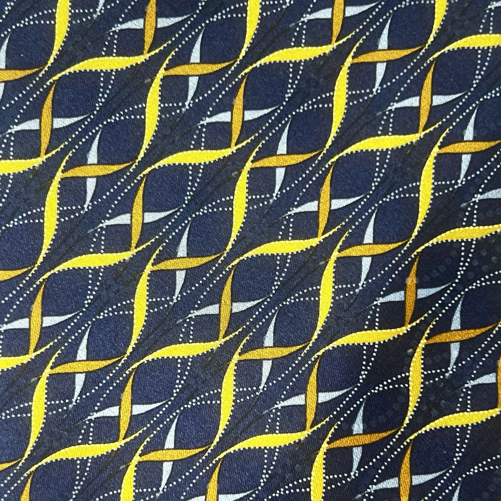 Italo Ferretti Italy Maus & Hoffman Navy, Blue, Gold, Copper Silk Tie 64” Long