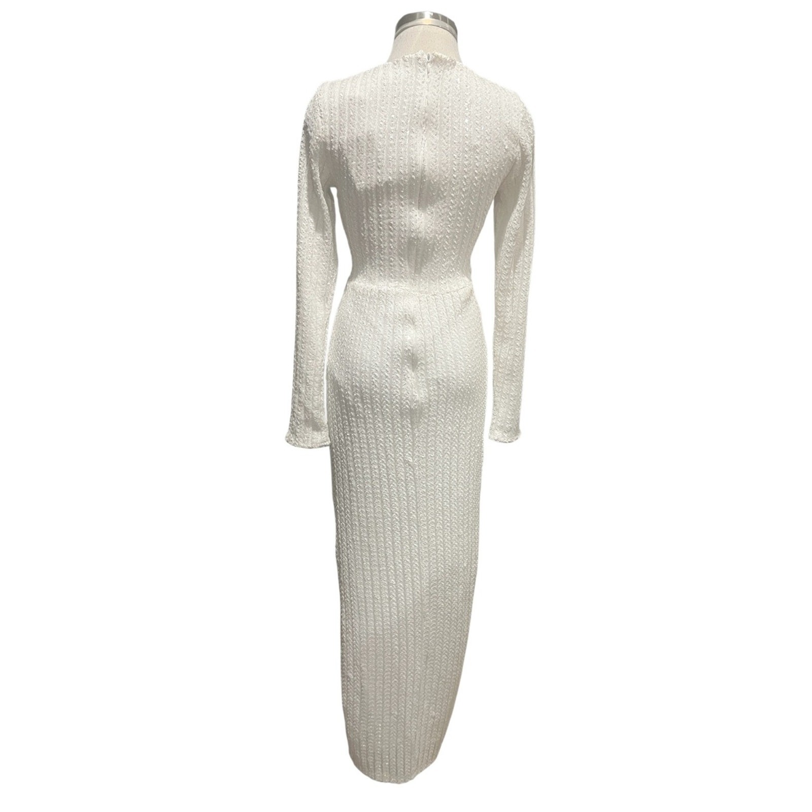 Lulus Love Lasts Forever White Sequin Long Sleeve Maxi Dress Size XS NWT